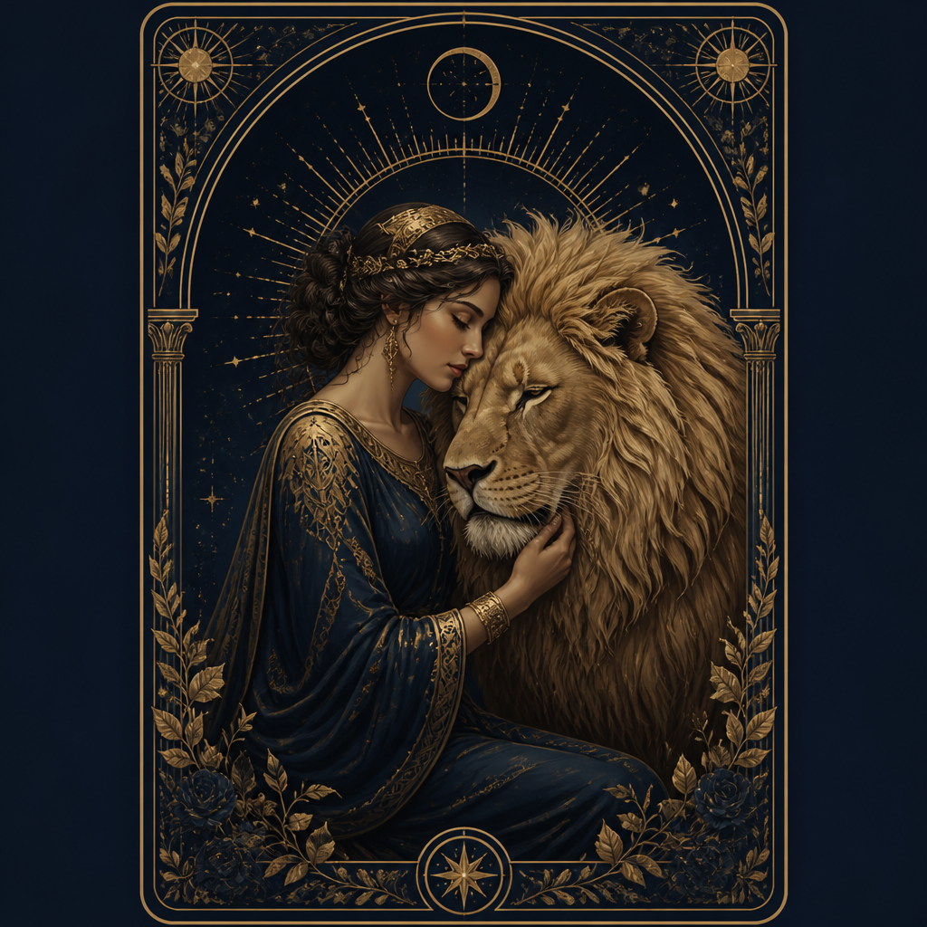 Strength Tarot tượng trưng cho lòng can đảm và sức mạnh nội tâm