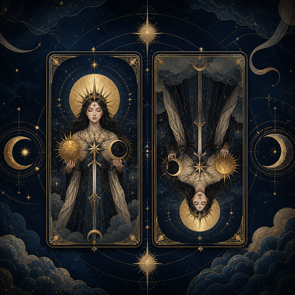 Tarot upright and reversed card comparison